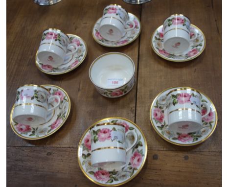 A SET OF SIX ROYAL WORCESTER 'ROYAL GARDEN' COFFEE CANS and saucers with sugar bowl