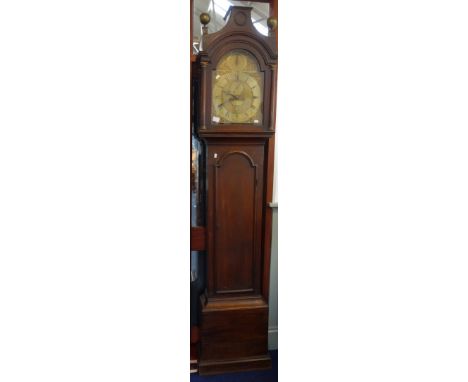 A GEORGE III OAK CASED LONGCASE CLOCK, the 30cm brass arched dial signed, 'Wm Markes Warminster' with calendar, seconds dial 