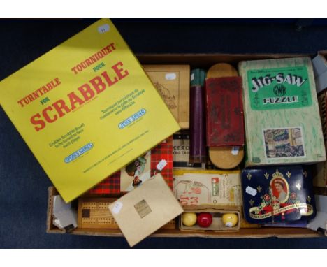 A COLLECTION OF VINTAGE GAMES, jigsaws and playing cards