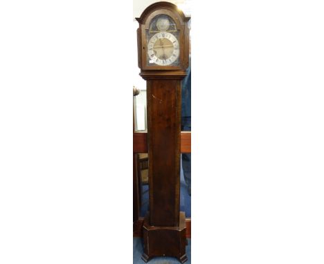 A 1930'S MAHOGANY CASED GRANDMOTHER CLOCK, with Whittington/Westminster chimes, 170cm high