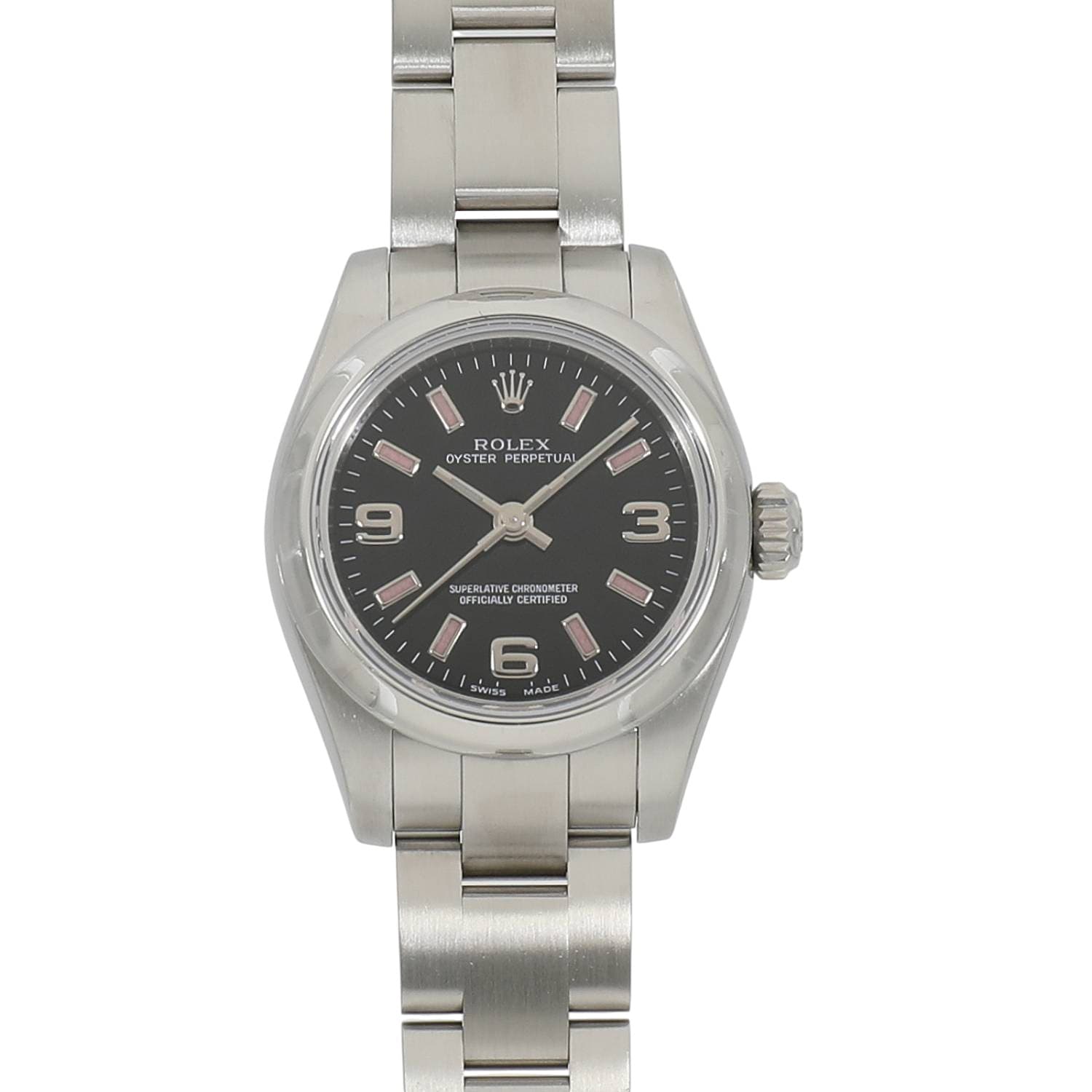 2007 [USED] ROLEX OYSTER PERPETUAL 176200 BLACK 369 PINK BAR Watch Ref: 176200