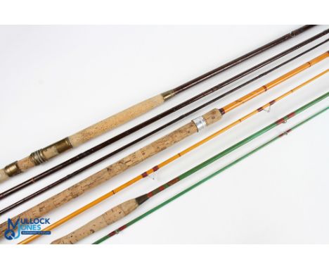 Unnamed greenheart salmon fly rod 13ft 6” 3pc, 19in handle with brass reel seat and collars, twist lock joints (new tip ring,