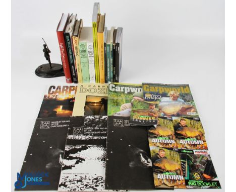 Carp Fishing Book Collection, with noted books and magazines of Practical Carp Fishing Julian Cundiff 1995 in fair condition,