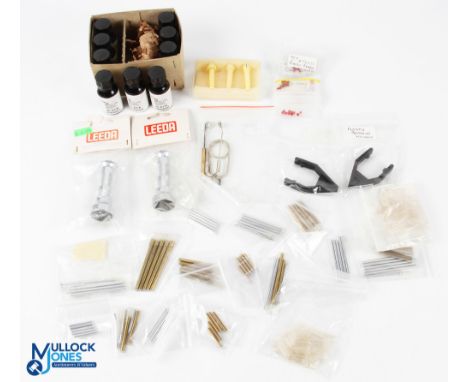 Fly Tying Accessories and tools, to include Ledda hair eveners, bobbin holder tweezers, wing cutters,75 packets of aluminium 