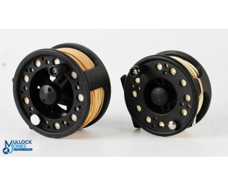 Avalanche 79 alloy fly reel in black finish, rear star drag, counter balance weight, 3508 to foot, quick release spool, toget