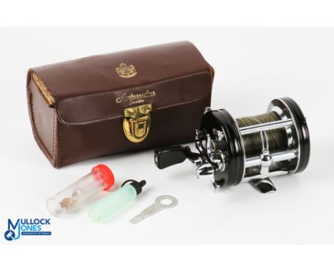 Abu Sweden 6000C Ambassadeur RHW multiplier No 047000, counter balanced handle, on/off check, leather case, oil and parts, li