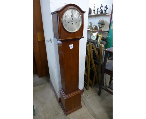 An early 20th Century German Junghans inlaid mahogany dwarf longcase clock 