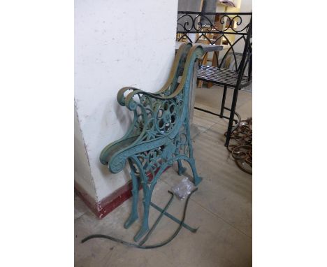 A pair of cast iron bench ends 
