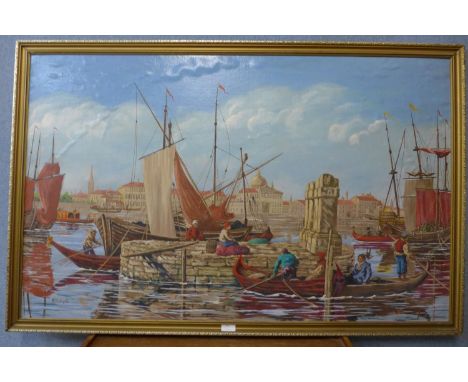 W. M. Orqill, Venice landscape, oil on canvas, framed 