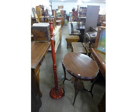 An Edward VII mahogany occasional table and a mahogany standard lamp 