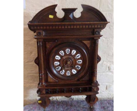 French 'Nicaise Valente' 8-day wall clock with enamel numerals. Condition report: see terms and conditions