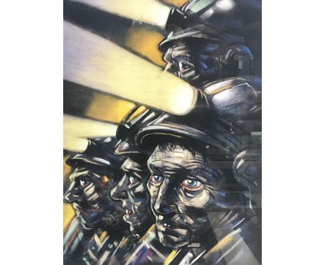 AFTER PETER HOWSON OBE MINER'S STRIKE photographic print 60cm x 44cm Mounted, framed and under glass