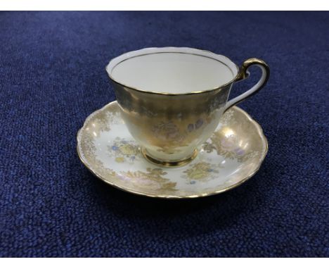 RADFORDS FENTON TEA SERVICE with floral and gilt decoration, comprising six trios and one sandwich plate