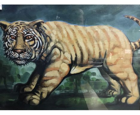 AFTER PETER HOWSON OBE TIGER photographic print 52cm x 70cm Framed and under glass