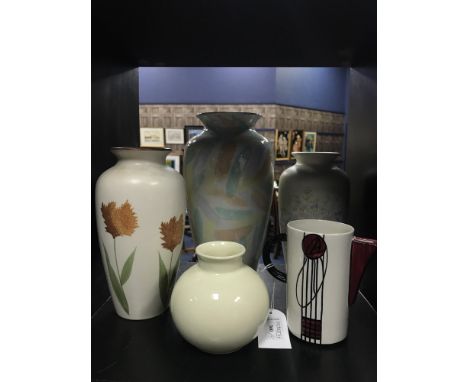 LORNA BAILEY MACKINTOSH JUG along with four Poole pottery vases (5)