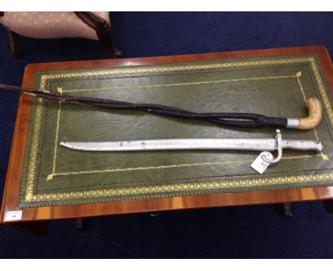 WORLD WAR ONE BAYONET along with a walking stick with twisted branch shaft (2)