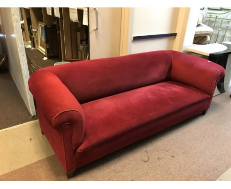 CHESTERFIELD STYLE THREE SEATER SOFA along with a matched footstool