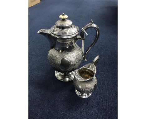 LATE VICTORIAN SILVER PLATED FOUR PIECE TEA SERVICE