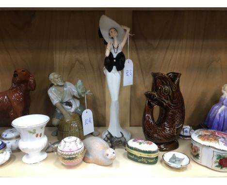 DARTMOUTH GURGLE JUG along with a collection of ceramics including Hammersley and Aynsley examples and an ostrich egg