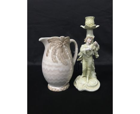 BESWICK JUG decorated with palm trees; along with a collection of ceramics including a table lamp, two small Crown Ducal vase