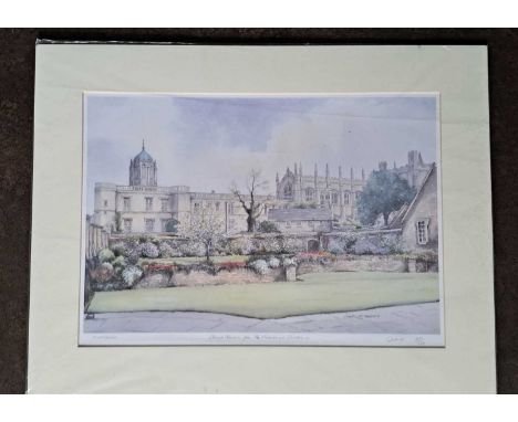DAVID R MEEKS - CHRIST CHURCH FROM THE MEMORIAL GARDENS,&nbsp;LIMITED EDITION 425/850. 430 x 560 mm.