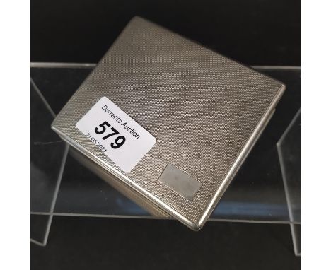 A silver cigarette case with engine turned decoration (heavily dented), weight approx 130g