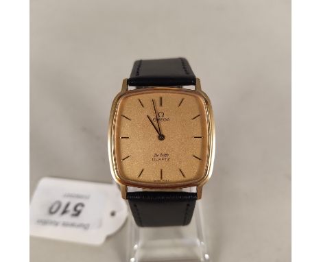 An Omega de Ville quartz gold plated gents wristwatch, cal 1365 Push button style crown
