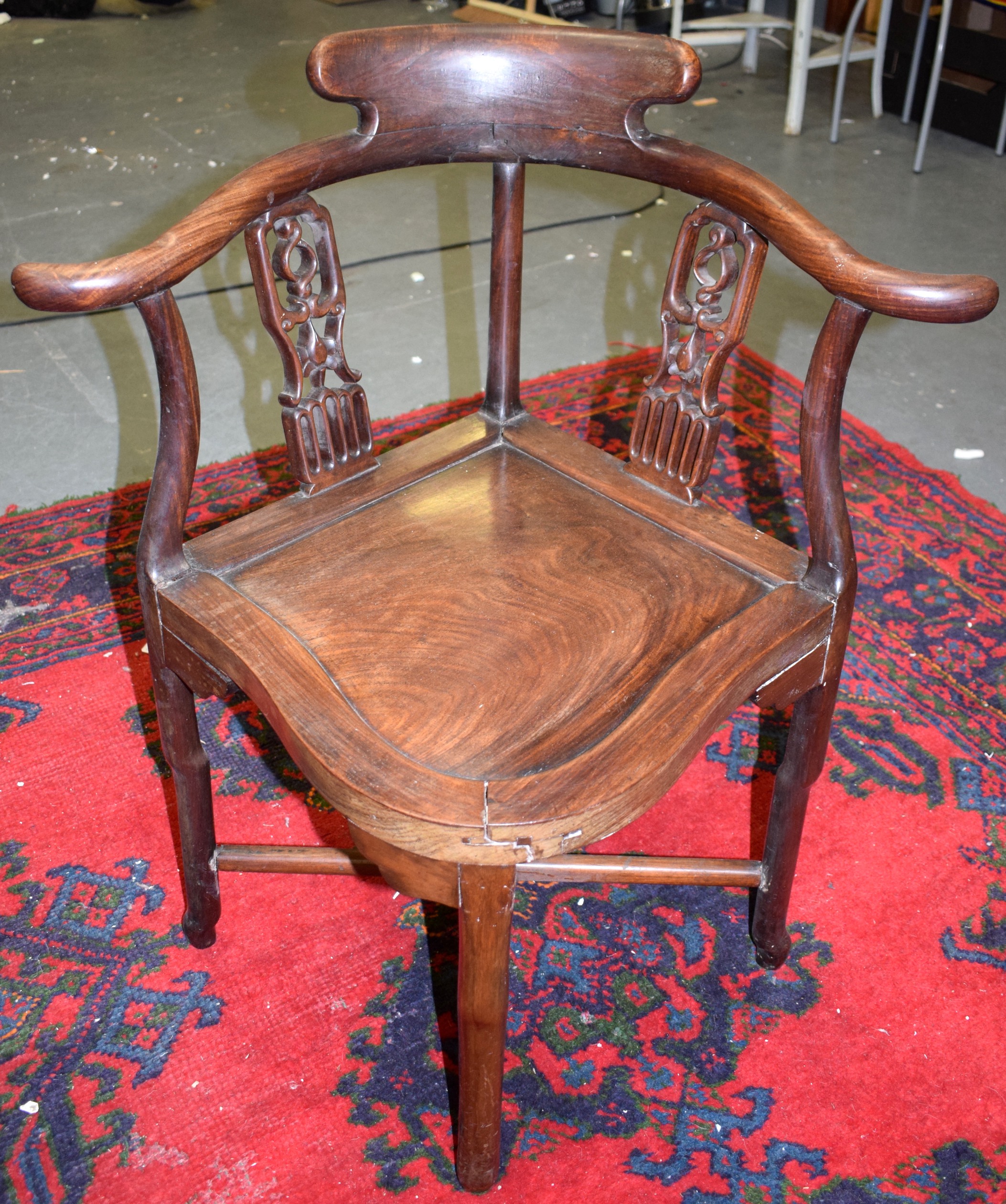 An Early 20th Century Chinese Corner Chair Carved With Foliate Type Lot 1409 An Early 20th Century Chinese Corner Chair Carved With Foliate Type Back