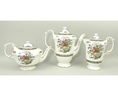 A Paragon porcelain tea and coffee service decorated in the 'Tree of Kashmir' pattern, comprising; tea pot, coffee pot, water
