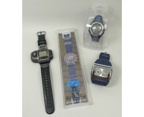 A Casio Satellite Navi GPS global positioning system watch, Swatch watch commemorating one hundred years of the Olympic movem
