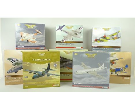 A group of Corgi, Military Archive, Birth of the Cold War/Suez Crisis and other post WWII die cast aeroplanes, some limited e