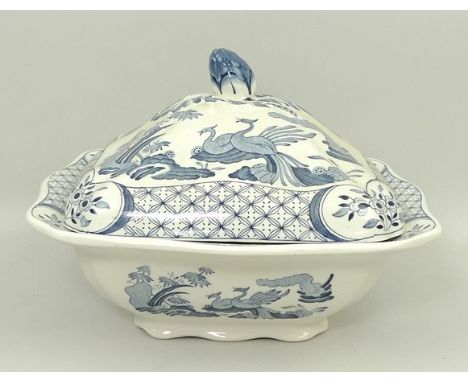 A Furnivals pottery part dinner, tea and coffee service decorated in blue and white in the 'Old Chelsea' pattern, comprising;