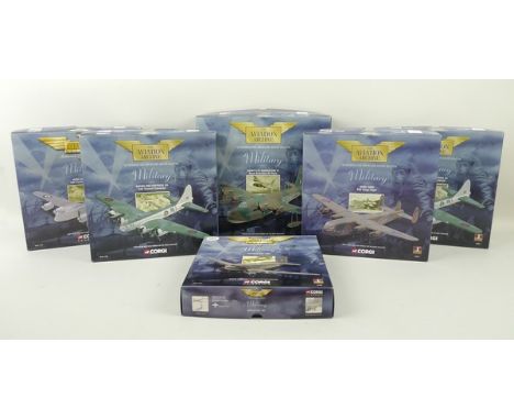 A group of Corgi, Military, 1st issue die cast model aeroplanes, comprising; Douglas DC3 - RAF, AA47106; Short S.25 Sunderlan