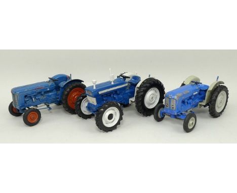 A Britains Super Major tractor, blue with orange details, Fordson tractor, and Super Major Ford tractor. (3)