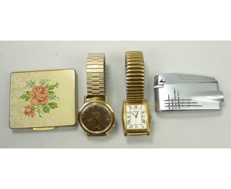 A pre 1970 Bulova Accutron gentleman's battery operated wristwatch, circular champagne dial with date aperture, on an expanda