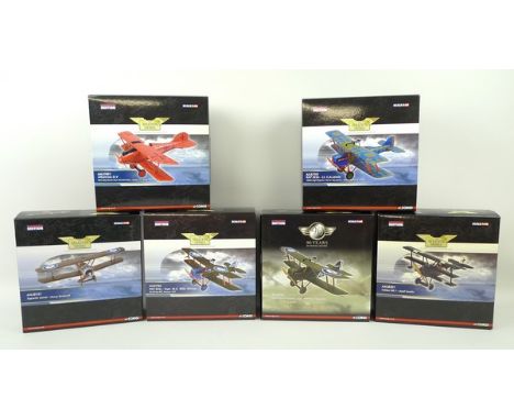 A group of Corgi, The Aviation Archive, limited edition die cast scale model aeroplanes, comprising; Fokker DR.1 - Josef Jaco