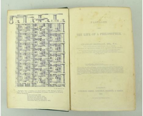 Charles Babbage; Passages from The Life of a Philosopher, first edition, 8vo, original gilt tooled green cloth, chapter VIII 