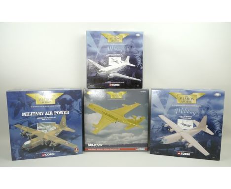 A group of Corgi, The Aviation Archive, die cast models of aeroplanes, comprising; a Lockheed 382 Hercules C1, AA48403; C130k