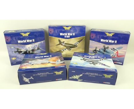 A group of Corgi, The Aviation Archive, limited edition die cast models of aeroplanes, comprising; DH Mosquito NK MkII, No 14