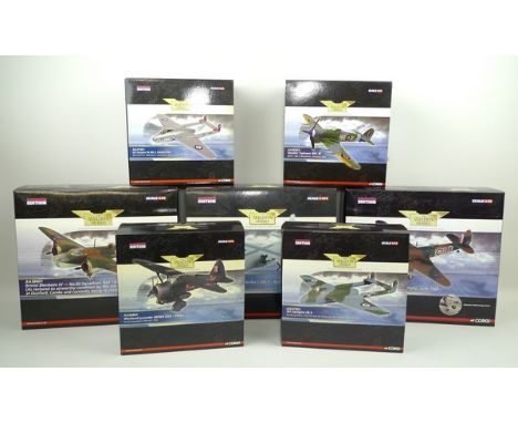 A group of Corgi, The Aviation Archive, limited edition die cast scale model aeroplanes, comprising; DH Vampire FB.9, AA37302
