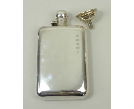 A silver hip flask and funnel, Carr's of Sheffield, Sheffield 2008, 6.035toz, boxed.