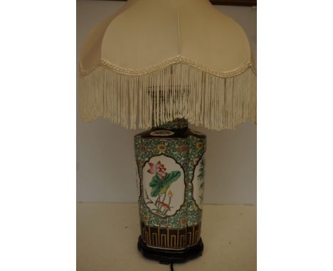 Large Oriental style lamp with shade
