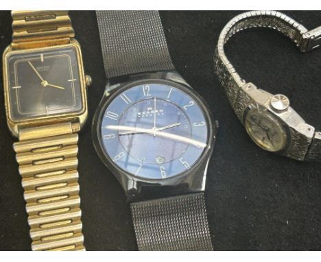 Skagen Denmark titanium wristwatch together with a Seiko wristwatch &amp; 1 other 