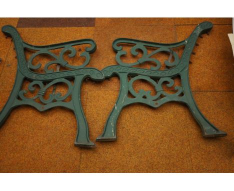 Pair of cast iron bench ends