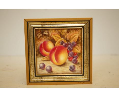 Royal Worcester framed tiled by Nigel Creed, signed lower left N Creed. Size including frame 13 cm x 13 cm 