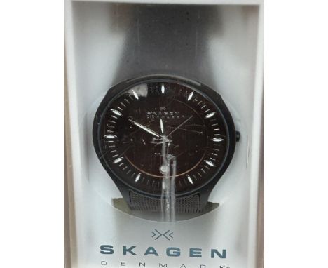 Skagen Denmark titanium wristwatch date app at 3 o clock - boxed unopened 