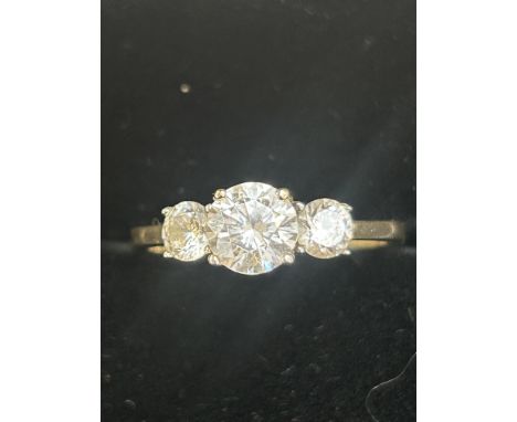 9ct Gold ring set with 3 white stones Size O 