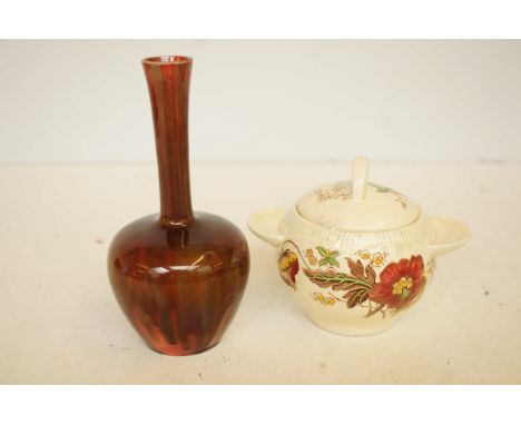 Stem vase together with a Clarice cliff Newport pottery sugar bowl &amp; cover 