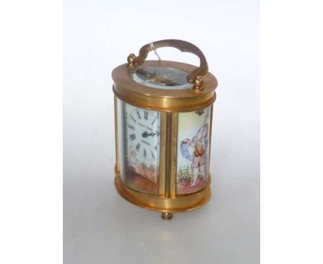 Brass-cased carriage clock of oval section, signed Elliott & Son, London