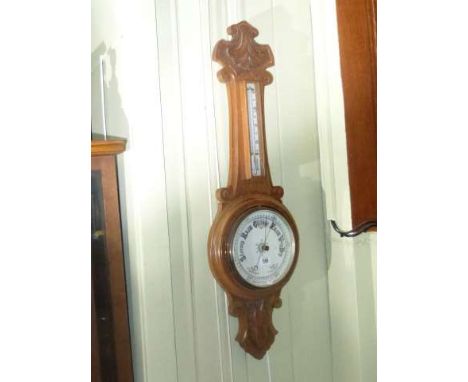 Oak aneroid barometer/thermometer